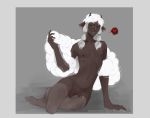  &lt;3 2019 anthro anthrofied bovid caprine clothing dark_skin digital_media_(artwork) fur girly hi_res horizontal_pupils horn humanoid_face legwear looking_at_viewer male mammal nintendo nipples nude penis pok&eacute;mon pok&eacute;mon_(species) pok&eacute;morph simple_background smile solo stockings supermuuhcow video_games white_fur wool_(fur) wooloo 