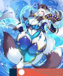  anthro big_breasts blush breasts brown_fur canid canine daji_(full_bokko_heroes_x) daji_(fullbokko_heroes) female fox full_bokko_heroes_x fullbokko_heroes fur hair hi_res kemono mammal ocaritna open_mouth smile solo white_fur yellow_eyes 