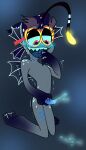 anglerfish anthro baxter_(hazbin_hotel) bioluminescence blood blood_in_mouth blood_on_hand blue_blood blue_blush blue_cum blue_penis blush blushing_profusely bodily_fluids chimeracocks cloacal_penis colored_blood colored_cum cum demon eyewear eyewear_only feet fish freckles genital_fluids genitals gills glasses glasses_only glowing glowing_cum hazbin_hotel hellaverse hi_res male marine markings masturbation membrane_(anatomy) nude penis self-harm solo spots spotted_markings tears tears_of_pain tears_of_pleasure toes tremble_lines unusual_blood unusual_bodily_fluids unusual_cum unusual_genital_fluids wearing_glasses webbed_feet webbed_hands