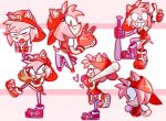  2019 amy_rose anthro artsquidu baseball_bat baseball_cap bat_(object) blush bottomwear chewing_gum clothed clothing eulipotyphlan female green_eyes hair hat headgear headwear hedgehog hi_res looking_at_viewer mammal pants pink_background short_hair simple_background solo sonic_(series) standing 