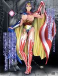  1girl akayamaneko american_flag aqua_eyes black_hair boots capelet cloak long_hair magical_girl thigh_boots thighhighs western_comics wonder_woman 