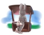  2019 anthro bonnie_hopps butt disney female fur grey_fur hi_res lagomorph leporid mammal mature_female nude outside paws rabbit siroc solo zootopia 