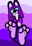  absurd_res anthro canid canine cartoon eyewear feet foot_fetish foot_focus fox glasses hair hi_res humanoid kara karadical karatoons long_hair male mammal padded_soles paws plantigrade purple solo toony 