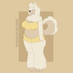1:1 2025 3_fingers 3_toes absurd_res anthro big_breasts black_eyes bluey_(series) bottomwear bra breasts buleruby canid canine canis chow_chow circle_eyebrows cleavage clothed clothed_anthro clothed_female clothing curly_hair digital_drawing_(artwork) digital_media_(artwork) domestic_dog eyebrows eyelashes feet female female_anthro fingers flat_colors fluffy fluffy_tail full-length_portrait fully_clothed fully_clothed_anthro fully_clothed_female fur grey_body grey_eyebrows grey_fur grey_tail hair hi_res looking_back mammal midriff mouth_closed multicolored_body multicolored_fur navel neck_tuft portrait rectangle short_hair shorts simple_background slightly_chubby slightly_chubby_anthro slightly_chubby_female solo spitz sports_bra standing straight_arm tail text thick_thighs toes tuft two_tone_body two_tone_fur underwear url wendy_(bluey) white_body white_fur white_tail yellow_background yellow_bottomwear yellow_bra yellow_clothing yellow_shorts yellow_sports_bra yellow_underwear