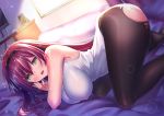  ame_wa_a_ga_tsutano? bed blush computer green_eyes long_hair original pantyhose red_hair torn_clothes 