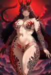  1girl alternate_species black_scales black_tail blurry blurry_background breasts commentary cowboy_shot dragon_girl dragon_tail english_commentary highres lainart large_breasts nude raven_branwen rwby solo tagme tail 