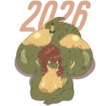 1:1 2026 absurd_res alcohol anthro ass_up beverage big_butt big_tail butt champagne champagne_bottle champagne_glass container crocodile crocodilian cup drinking_glass female front_view glass glass_container glass_cup hi_res holidays huge_butt lying matt_(matt_user) matt_user new_year new_year_2026 object_in_ass on_front reptile scalie solo tail trans_(lore) trans_woman_(lore) wide_hips