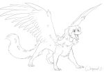  2019 claws dragon feathered_wings feathers feral fur furred_dragon open_mouth smile solo teeth tongue wings wrappedvi 
