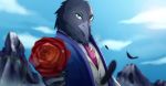  alishdark anthro avian beak bird clothed clothing corvid corvus_(genus) crow fully_clothed hi_res male mountain rose_(disambiguation) safe smile solo standing suit tekken video_games 