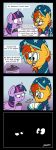  2019 absurd_res beard bobthedalek clothing comic dialogue duo english_text equid eyewear facial_hair female feral friendship_is_magic glasses hi_res horn male mammal my_little_pony simple_background sunburst_(mlp) text twilight_sparkle_(mlp) unicorn winged_unicorn wings 