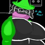  1:1 2019 aliasing big_butt bottomless bovid bovine butt butt_focus caprine caught clothed clothing deltarune digital_media_(artwork) eyewear glasses goat hat headgear headwear male mammal ralsei solo themeaningoflife thick_thighs video_games 