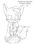  bottomwear canid canine clothed clothing crossdressing fox hi_res male mammal miles panties prower school sketch skirt sonic_(series) stocks tails_(disambiguation) topazice underwear undressing uniform 