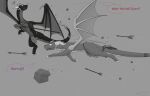 2024 accessory activision angry apollyondragon arrow_(weapon) boulder claws clothed clothing cynder dialogue digital_drawing_(artwork) digital_media_(artwork) dragon duo english_text european_mythology female feral flying hi_res horn jewelry male melee_weapon multi_horn mythological_creature mythological_scalie mythology necklace polearm ranged_weapon rock rubble running_away scalie signature spear spyro spyro_the_dragon tail text weapon western_dragon wings