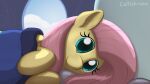  16:9 4k absurd_res bed bedding bedroom blanket callichrome equid equine female feral fluttershy_(mlp) friendship_is_magic furniture hasbro hi_res looking_at_viewer mammal my_little_pony mythological_creature mythological_equine mythology pegasus smile smiling_at_viewer solo widescreen wings 