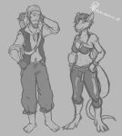  2019 anthro barefoot beard big_breasts biped breasts clothed clothing dialogue duo ear_piercing ear_ring english_text facial_hair female gesture guy_(vuko-jebina) hair hi_res human instrument long_hair male male_on_anthro mammal murid murine piercing pose rat rodent shira_(vuko-jebina) standing text vuko-jebina 