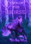  ace-artemis-fanartist birch_tree chinese_zodiac closed_eyes english_text highres horse no_humans pokemon pokemon_(creature) solo spectrier tree year_of_the_horse 