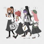  4girls ? a.i._voice adachi_rei bag beret cable commentary_request dated drill_hair from_side full_body gloves guitar_case hair_ribbon hat headphones heart highres holding holding_bag holding_hands holding_phone index_finger_raised instrument_case instrument_case_on_back kasane_teto long_sleeves medium_hair momone_momo multiple_girls neckerchief one_side_up open_mouth orange_hair pantyhose phone pink_eyes pink_hair pleated_skirt profile purple_eyes purple_hair ribbon scarf school_uniform serafuku shoes shopping_bag short_hair shoulder_bag skirt smartphone_case smile sneakers spoken_question_mark twin_drills utane_uta utau walking yuu_(tangzeyuu) 