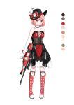  1girl absurdres boots clock gun highres magical_girl neko_kizuna original pink_eyes pink_hair rifle short_hair weapon 
