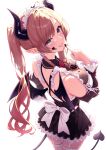  1girl :p apron black_horns black_skirt blonde_hair blue_eyes bow bowl bowtie breasts chocolate chocolate_on_face chocolate_on_hand commentary_request cooking corset criss-cross_back-straps curio_(curiofinity) demon_girl demon_horns demon_tail demon_wings detached_sleeves fishnets food food_on_body food_on_breasts food_on_face food_on_hand frilled_apron frilled_shirt frilled_skirt frilled_sleeves frills garter_straps gradient_hair hair_ribbon hololive horns large_breasts long_hair long_sleeves looking_at_viewer looking_back maid maid_headdress miniskirt multicolored_hair official_alternate_costume official_alternate_hairstyle pink_hair pointy_ears red_bow red_bowtie ribbon see-through_cleavage see-through_clothes shirt sidelocks simple_background skirt sleeveless sleeveless_shirt solo swept_bangs tail thighhighs tongue tongue_out transparent_background tress_ribbon twintails very_long_hair virtual_youtuber waist_apron whisk white_apron white_garter_straps white_shirt white_thighhighs wings yuzuki_choco yuzuki_choco_(maid) 