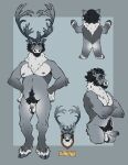 2023 anthro antlers ball_tuft balls beard black_body black_fur black_hair cloven_hooves crossed_arms deer erection facial_hair facial_scar flaccid fur genitals grey_body grey_fur grey_penis hair hands_on_hips hi_res hooves horn humanoid_genitalia humanoid_penis labradorszn male male_anthro mammal model_sheet musclegut muscular muscular_anthro muscular_male neck_tuft new_world_deer nipples nude nude_anthro nude_male orange_eyes pecs penis pubes rear_view reindeer scar simple_background slightly_chubby slightly_chubby_anthro slightly_chubby_male solo standing tuft white_body white_fur