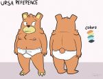 allcaps anthro barefoot bear black_text briefs briefs_only brown_nose bulge claws clothed clothing color_swatch detailed_background english_text feet fur hi_res male mammal navel nipples orange_body orange_fur shirt solo tan_body tan_fur text tighty_whities topless topless_anthro topless_male topwear underwear underwear_only ursa_(ursanity) ursanity white_briefs white_clothing white_underwear y-fronts