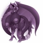  1:1 alexaxes anthro big_breasts breasts curvaceous dragon female hi_res horn huge_breasts hyper hyper_breasts looking_at_viewer makeup nipple_piercing nipples piercing smile solo standing thick_thighs wings 