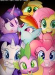  2018 applejack_(mlp) blonde_hair blue_eyes dragon earth_pony equid equine fluttershy_(mlp) freckles friendship_is_magic green_eyes group hair hi_res horn horse lennonblack looking_at_viewer mammal multicolored_hair my_little_pony open_mouth open_smile pink_hair pinkie_pie_(mlp) pony purple_eyes purple_hair rainbow_dash_(mlp) rainbow_hair rarity_(mlp) selfie silly smile spike_(mlp) tongue tongue_out twilight_sparkle_(mlp) unicorn 
