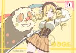  1977_oj3 1girl breasts charlotte_(madoka_magica) commentary_request gun highres holding holding_weapon large_breasts mahou_shoujo_madoka_magica mahou_shoujo_madoka_magica_(anime) mahou_shoujo_madoka_magica_movie_1_&amp;_2 rifle ringlets smile solo tomoe_mami tomoe_mami_(magical_girl) twintails upper_body weapon 