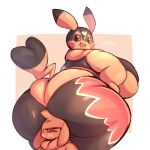1:1 angry annoyed anthro big_breasts big_butt breasts brown_eyes butt clothing cosplay_pikachu_(costume) cross-popping_vein duo female generation_1_pokemon generation_9_pokemon hi_res huge_breasts huge_butt lightmizano mask nintendo orange_body pawmot pikachu pikachu_libre pokemon pokemon_(species) pupils tail thick_thighs topwear underwear wearing_mask yellow_body