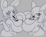  2019 anthro anthrofied bailey_(kirbot12) beverage big_breasts breasts cleavage clothed clothing digital_media_(artwork) drinking duo emolga female hair hi_res huge_breasts kirbot12 kirlia looking_at_viewer mammal nintendo pok&eacute;mon pok&eacute;mon_(species) pok&eacute;morph rodent rui_(sugaru) shiny_pok&eacute;mon simple_background sketch smile video_games 