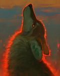  2019 ambiguous_gender black_nose brown_fur canid canine canis coyote digital_media_(artwork) feral fur mammal sitting solo tamberella 