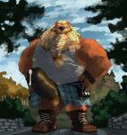 anthro aroused aroused_male balls balls_focus barazoku bear beard bedroom_eyes belly biceps big_balls big_belly big_muscles big_penis bighurso black_penis blonde_beard blonde_eyebrows blonde_facial_hair blonde_hair blonde_mustache blonde_sideburns blue_clothing blue_eyes blue_sky bodily_fluids boots bottomwear braided_hair brown_body brown_boots brown_clothing brown_footwear brown_fur brown_gloves brown_handwear clothing cloud cloudy_sky dripping dwarf erection exposed_balls eyebrows facial_hair fingerless_gloves flirting flirting_look flirting_with_viewer footwear forest forest_background fur genital_fluids genital_focus genitals gloves grass green_clothing grey_clothing grey_shirt grey_tank_top grey_topwear grin grinning_at_viewer hair hands_on_sides handwear hi_res inviting inviting_to_sex inviting_viewer kilt leaf leaking_precum looking_at_viewer low-angle_view male mammal manly mature_anthro mature_male musclegut muscular muscular_anthro muscular_arms muscular_male muscular_thighs mustache narrowed_eyes nature nature_background offering_sex offering_to_viewer outside penis penis_focus penis_poking_out plant precum precum_drip precum_from_penis precum_on_own_penis precum_on_penis presenting presenting_body presenting_penis purple_clothing rock seducing_viewer seductive shadow shirt shoes showing_off_muscles shrub sideburns sky smile smiling_at_viewer smirk smirking_at_viewer solo tank_top thick_arms thick_eyebrows thick_thighs toeless_boots toeless_footwear topwear tree ursine