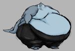 2026 anthro aquatic barefoot belly big_belly big_moobs blue_body bottomwear cetacean clothed clothing comerboy75 dolphin fat_arms fat_rolls feet huge_belly male mammal moobs morbidly_obese morbidly_obese_anthro morbidly_obese_male neck_rolls obese obese_anthro obese_male overweight overweight_anthro overweight_male pants pulling_up_pants simple_background solo sweatpants tail thin_thighs toothed_whale topless topless_anthro topless_male