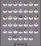  6+boys 6+girls absurdres adria_(cat_busters) ancient_egyptian animal_ears annotation_request anubis_(cat_busters) ark_(cat_busters) artemis_(cat_busters) artist_name awakened_form_(cat_busters) ayame_(cat_busters) benkei_(cat_busters) bianca_(cat_busters) bird bridget_(cat_busters) cactus cat_busters cat_ears cat_girl character_request charlotte_(cat_busters) chibi chibi_only chibikemo chino_(cat_busters) claire_(cat_busters) commentary commission cornelia_(cat_busters) cosplay crown dress elvin_(cat_busters) english_commentary everyone fanieno_(cat_busters) flamingo flower food food-themed_creature frep_(cat_busters) fruit fukki_(cat_busters) furry furry_female furry_male gattaiguy glace_(cat_busters) grey_background hair_flower hair_ornament hearty_(cat_busters) heterochromia highres hinozuki_(cat_busters) hinozuki_(swimsuit)_(cat_busters) holding holding_weapon humanoid_robot khamsin_(cat_busters) kigurumi kohaku_(cat_busters) mad_hat_(cat_busters) magical_girl mikan_(cat_busters) miria_(cat_busters) multiple_boys multiple_girls myaruru_(cat_busters) nemu_(cat_busters) nezaia_(cat_busters) nun nurse nyaafuka_(cat_busters) official_alternate_costume orange_(fruit) parody pixel_art pixiv_commission princess rasian_(cat_busters) robot roido_(cat_busters) rokudou_(cat_busters) ruple_(cat_busters) sabo_(cat_busters) shamha_(cat_busters) shield shirayuki_(cat_busters) simple_background sprite_art standing style_parody tanya_(cat_busters) tiara tiger_boy tiruna_(cat_busters) weapon world_flipper world_flipper_(style) 