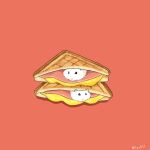  animal cheese commentary_request food food_focus ham hamster in_food no_humans orange_background original sandwich signature simple_background upiupisyo 