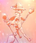  1girl ass back_cutout boku_wa_tomodachi_ga_sukunai breasts broom broom_riding cape closed_mouth clothing_cutout commentary_request dress from_behind full_body garter_straps gradient_background hat high_heels highres holding holding_staff legs_apart lens_flare long_sleeves looking_at_viewer looking_back median_furrow merchandise_available mikazuki_yozora mixed-language_commentary no_panties official_alternate_costume official_artist_extra orange_background panzerfaust purple_background saddle shoes short_dress short_hair small_breasts smile solo staff thighhighs watanabe_yoshihiro weapon witch_hat 