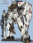  absurdres beam_rifle char's_counterattack character_name commentary_request energy_gun exposed_internal_machinery full_body gundam highres holding holding_energy_gun holding_shield holding_weapon looking_to_the_side mecha mecha_focus mobile_suit no_humans nu_gundam robot science_fiction shield shisaton. thrusters vernier_thrusters weapon 