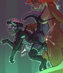 abdominal_bulge akiradrawslewds anal anal_penetration anthro balls bdsm bdsm_gear big_balls big_penis bikini bitchsuit bondage bondage_gear bound breasts chicken-wing_tied clothing contraption_concept domesticator_suit duo feralsuit frogtied genitals handles_on_back horn intersex intersex/male legs_tied looking_pleasured male model_sheet penetration penis raised_tail sex surprised swimwear tagme tail two-piece_swimsuit