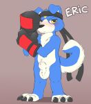 2026 3_toes absurd_res animal_genitalia anthro balls bandai_namco biped black_boxing_gloves black_claws black_clothing black_eyebrows black_handwear black_headkerchief black_kerchief black_nose blue_body blue_ears blue_fur blue_tail blush boxing_gloves canid canine claws closed_frown clothing digimon digimon_(species) eric_(miau) eyebrows feet floppy_ears folded_ears front_view frown full-length_portrait fully_sheathed fur gaomon genitals grey_background handwear headgear headkerchief headwear hi_res kerchief looking_at_viewer male male_anthro mammal miau mostly_nude mostly_nude_anthro mostly_nude_male mouth_closed multicolored_body multicolored_boxing_gloves multicolored_clothing multicolored_fur multicolored_handwear plantigrade portrait pupils red_boxing_gloves red_clothing red_handwear shadow sheath simple_background snout solo standing tail text toe_claws toes two_tone_body two_tone_boxing_gloves two_tone_clothing two_tone_fur two_tone_handwear two_tone_tail white_balls white_body white_fur white_inner_ear white_sheath white_tail white_text yellow_eyes