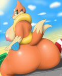  2019 anthro big_butt breasts butt digital_media_(artwork) female floatzel hi_res nintendo nipples pandashorts pok&eacute;mon pok&eacute;mon_(species) solo video_games 