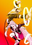  commentary_request couple hetero highres holding holding_microphone ia_(vocaloid) kagamine_len microphone oisiiidoo rider_kick 