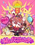  1girl :3 ahchive_be ahoge animal_ear_fluff animal_ears asymmetrical_legwear balloon birthday black_cardigan black_skirt black_socks blush bow bowtie box broken_heart broken_heart_hair_ornament brown_hair button_eyes buttons cake camila_(vtuber) cardigan cat_ears cat_girl cat_tail cerber_(vtuber) character_doll character_name chibi chibi_only chocolate_cake confetti confetti_ball crelly doll evil_neuro-sama fang food food_bite food_on_face fork furrowed_brow gift gift_box guitar hair_between_eyes hair_ornament hair_ribbon happy_birthday hat heart heart_balloon holding holding_fork holding_plate instrument layna_lazar lizard long_hair long_sleeves looking_at_viewer mini_party_hat minikomew miniskirt neuro-sama pink_background pirate_hat plate pleated_skirt red_bow red_bowtie red_eyes red_ribbon ribbon skin_fang skirt skull_hair_ornament smile socks sparkle standing star_(symbol) string_of_flags stuffed_animal stuffed_cat stuffed_cow stuffed_dog stuffed_snake stuffed_toy stuffed_turtle tail tail_bow tail_ornament torn_bowtie two_side_up uneven_legwear unworn_hat unworn_headwear v-shaped_eyebrows vedal987 vedal_ai virtual_youtuber 