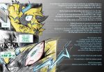  2018 angry blue_eyes claws clothed clothing comic english_text felid feline fur human legendary_pok&eacute;mon male mammal nintendo pok&eacute;mon pok&eacute;mon_(species) story surprise text thwillartz video_games wide_eyed yanuna zeraora 