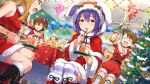  >_< 4girls alcohol balloon blush cake cake_slice capelet card_commentary champagne christmas christmas_tree closed_mouth commentary_request dress eating food fork fur-trimmed_capelet fur-trimmed_dress fur-trimmed_hood fur_trim futami_ami game_cg green_eyes holding holding_fork holding_plate hood hood_up idolmaster idolmaster_(classic) idolmaster_million_live! idolmaster_million_live!_theater_days indoors kasuga_mirai mochizuki_anna momose_rio multiple_girls official_art open_mouth plate purple_hair red_capelet red_dress santa_costume sitting sleeveless sleeveless_dress strawberry_shortcake striped_clothes striped_thighhighs table thighhighs third-party_source utensil_in_mouth 