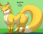  2019 absurd_res all_fours big_butt butt canid canine claws female fluffy fluffy_tail fox fur hi_res kuroodod long_tail mammal pawpads purple_eyes red_fox side_view sloth_(changing_fates) smile thick_thighs video_games yellow_fur 