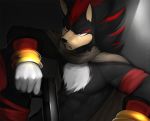  2019 angiewolf anthro black_nose digital_media_(artwork) eulipotyphlan fur gun hair hedgehog holding_object holding_weapon male mammal ranged_weapon red_eyes red_hair shadow_the_hedgehog solo sonic_(series) weapon 