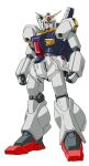  aeug clenched_hands commentary english_commentary fusion green_eyes gundam gundam_mk_ii gundam_pulitzer ixaframe jegan looking_at_viewer mecha mecha_focus mobile_suit no_humans original redesign robot science_fiction solo v-fin white_background zeta_gundam 