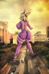  2019 2:3 anthro car city crush crux digital_media_(artwork) female fur hi_res macro mammal muscular nude outside solo traffic vehicle 