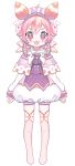  1girl :3 :d ahoge bangs blush capelet closed_mouth facial_mark full_body hat long_sleeves looking_at_viewer methyl_key nijisanji no_shoes official_art open_mouth pink_hair pink_legwear puffy_pants purple_eyes short_eyebrows short_hair smile solo standing star star-shaped_pupils symbol-shaped_pupils tachi-e thighhighs transparent_background ushimi_ichigo v-shaped_eyebrows virtual_youtuber 