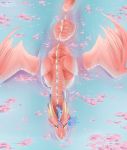  2019 absurd_res detailed_background digital_media_(artwork) dragon feral hi_res horn membrane_(anatomy) membranous_wings nashiholy partially_submerged scalie solo spines western_dragon wings 